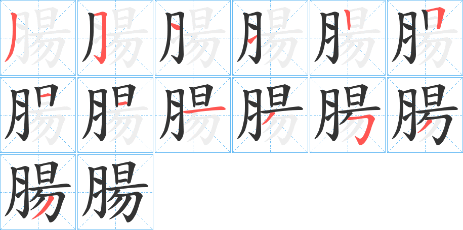 腸字笔画写法